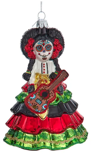 NOBLE GEMS™ GLASS DAY OF THE DEAD GIRL OR BOY ORNAMENT