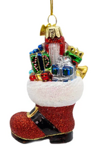 Load image into Gallery viewer, NOBLE GEMS™ GLASS SANTA'S BOOT WITH PRESENTS ORNAMENT
