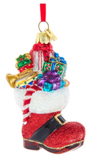 Load image into Gallery viewer, NOBLE GEMS™ GLASS SANTA'S BOOT WITH PRESENTS ORNAMENT
