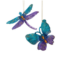 Load image into Gallery viewer, TEAL &amp; PURPLE BUTTERFLY OR DRAGONFLY ORNAMENT
