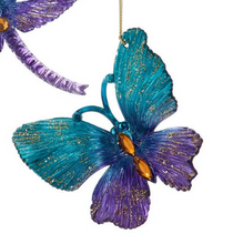 Load image into Gallery viewer, TEAL &amp; PURPLE BUTTERFLY OR DRAGONFLY ORNAMENT
