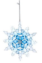Load image into Gallery viewer, BLUE &amp; CLEAR FROSTED SNOWFLAKE ORNAMENT
