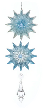 Load image into Gallery viewer, BLUE &amp; PLATINUM STAR WITH CLEAR DANGLE ORNAMENT
