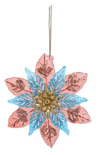 Load image into Gallery viewer, TEAL &amp; ROSE FLOWER ORNAMENT
