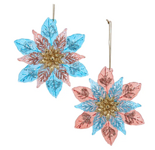 Load image into Gallery viewer, TEAL &amp; ROSE FLOWER ORNAMENT
