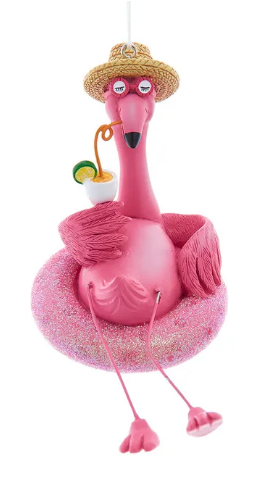 FLAMINGO ON A FLOAT ORNAMENT
