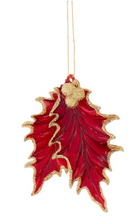 Load image into Gallery viewer, RED &amp; GOLD LEAF ORNAMENT
