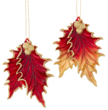 Load image into Gallery viewer, RED &amp; GOLD LEAF ORNAMENT
