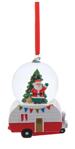 SANTA OR SNOWMAN CAMPER WATER GLOBE ORNAMENT