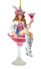 Load image into Gallery viewer, COWGIRL ON MIRROR BALL OR MARTINI GLASS
