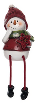 Load image into Gallery viewer, DANGLE LEG GREEN &amp; RED SNOWMAN SHELF SITTER
