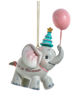 Load image into Gallery viewer, "BABY'S 1ST CHRISTMAS" ELEPHANT WITH BALLOON ORNAMENT
