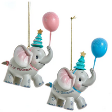 Load image into Gallery viewer, "BABY'S 1ST CHRISTMAS" ELEPHANT WITH BALLOON ORNAMENT
