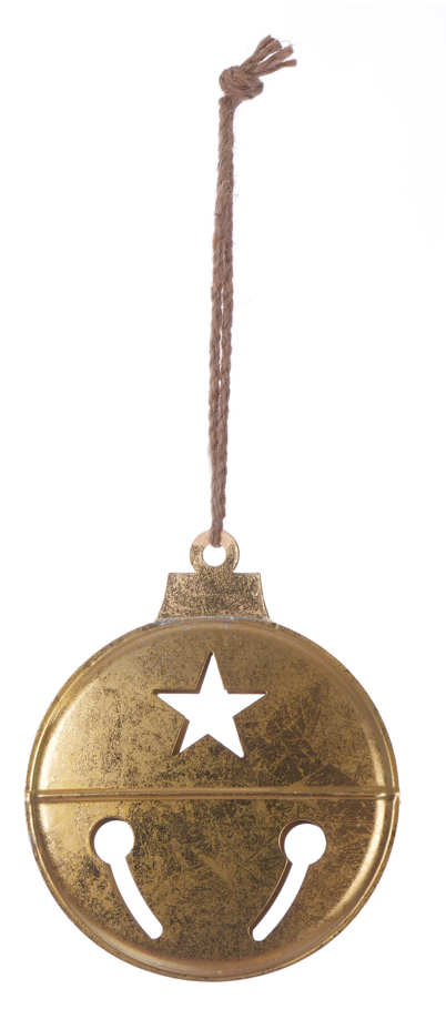 SMALL METAL METALLIC FLAT STAR BELL HANGING