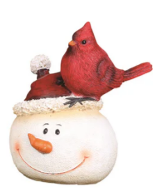 SNOWMAN HEAD WITH CARDINAL FIGURE