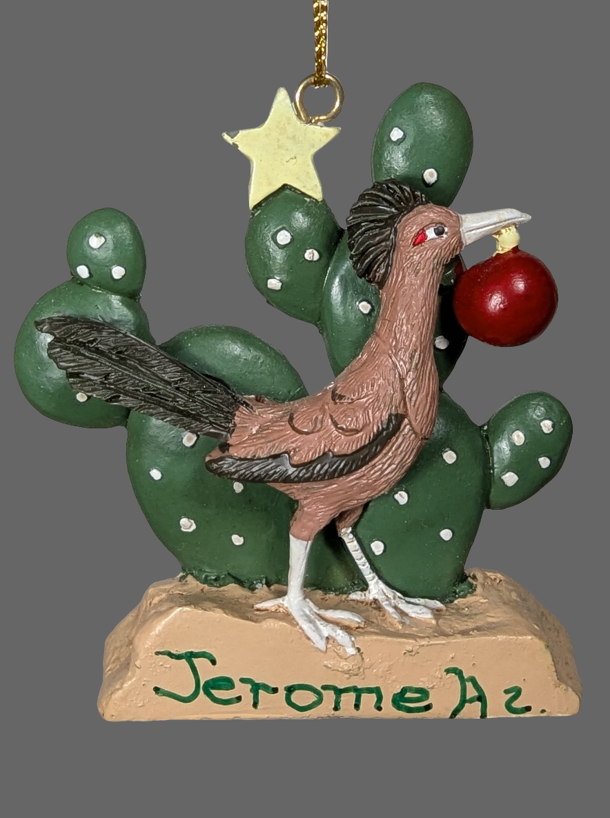 ROADRUNNER WITH PRICKLY CACTUS ORNAMENT