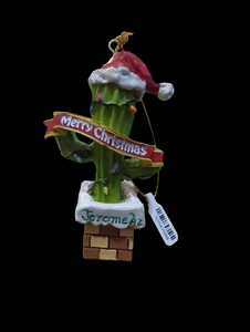 SANTA HAT CACTUS ORNAMENT - "MERRY CHRISTMAS"