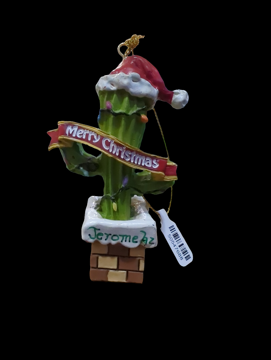 SANTA HAT CACTUS ORNAMENT - 