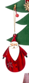 WOODEN SANTA ORNAMENT