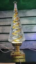 Load and play video in Gallery viewer, LIGHTED SWIRL GOLD &amp; SILVER SPIRAL TREE  WITH GOLD BASE
