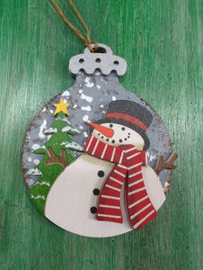 WOODEN SANTA OR SNOWMAN ORNAMENT