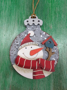 WOODEN SANTA OR SNOWMAN ORNAMENT