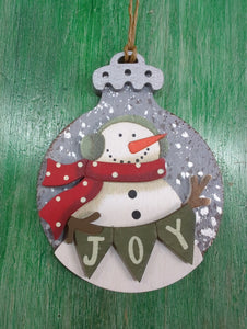 WOODEN SANTA OR SNOWMAN ORNAMENT