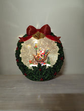 Load image into Gallery viewer, LIGHTED SWIRL WREATH WITH SANTA IN SLEIGH
