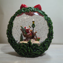 Load image into Gallery viewer, LIGHTED SWIRL WREATH WITH SANTA IN SLEIGH
