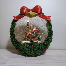 Load image into Gallery viewer, LIGHTED SWIRL WREATH WITH SANTA IN SLEIGH
