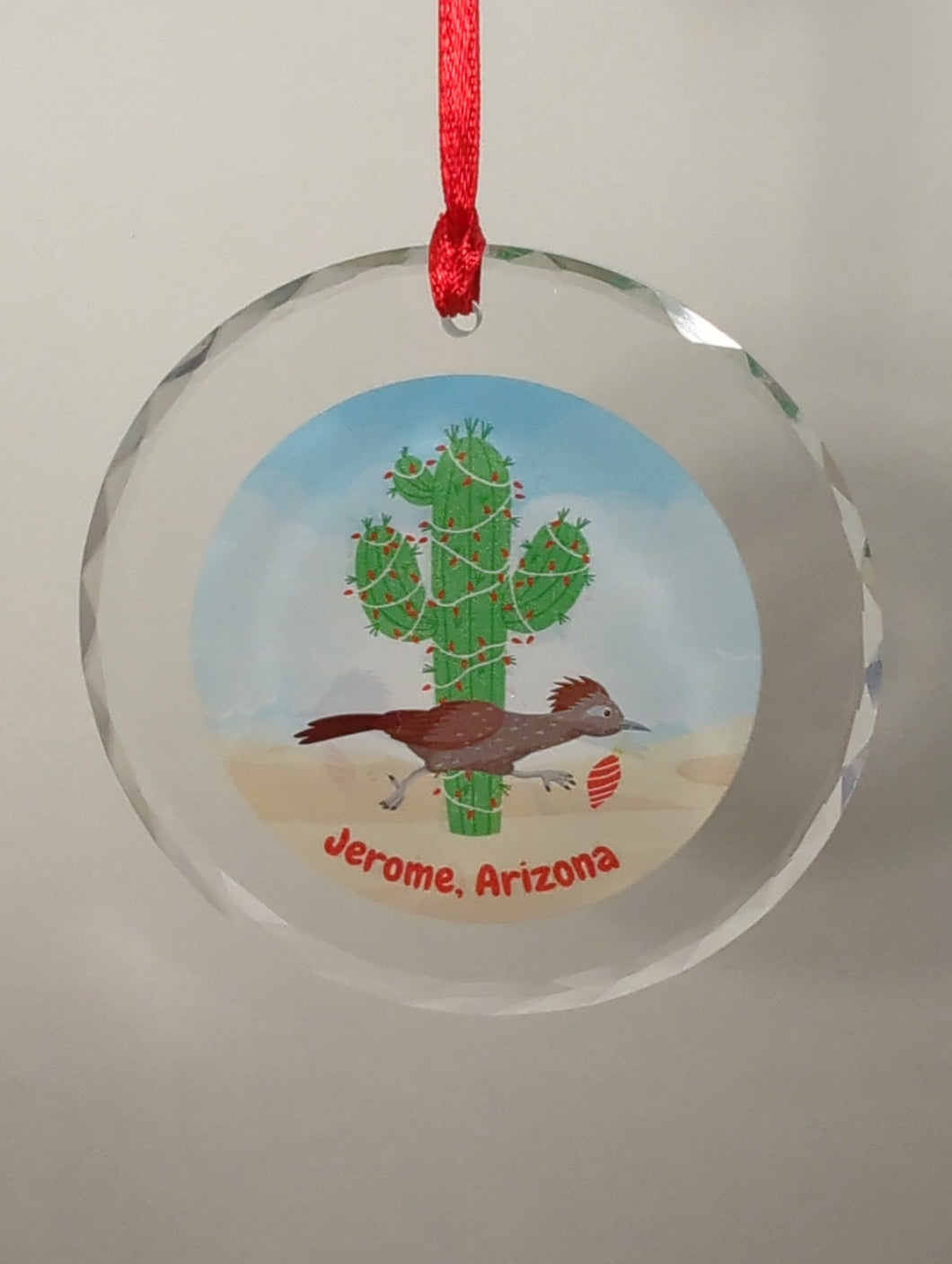 CRYSTAL ROADRUNNER & CACTUS ORNAMENTa