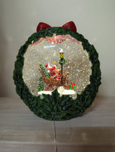 Load image into Gallery viewer, LIGHTED SWIRL WREATH WITH SANTA IN SLEIGH
