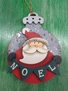 WOODEN SANTA OR SNOWMAN ORNAMENT