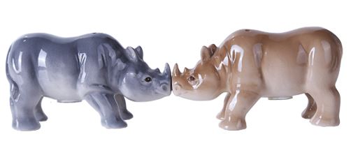 RHINOS KISSING SALT & PEPPER SHAKER SET