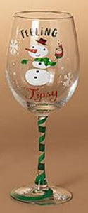 HOLIDAY WINE GLASS WITH SAYING