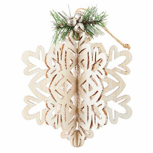 SNOWFLAKE WOOD CUT OUT ORNAMENT