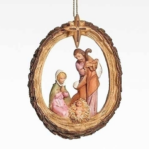 HOLY FAMILY ORNAMENT WITH GOLD ACCENTS