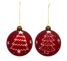 Load image into Gallery viewer, GLASS RED &amp; WHITE TREE ORNAMENT
