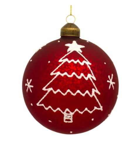 GLASS RED & WHITE TREE ORNAMENT
