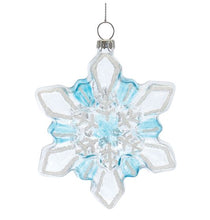Load image into Gallery viewer, GLASS BLUE &amp; CLEAR SNOWFLAKE ORNAMENT
