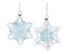 Load image into Gallery viewer, GLASS BLUE &amp; CLEAR SNOWFLAKE ORNAMENT
