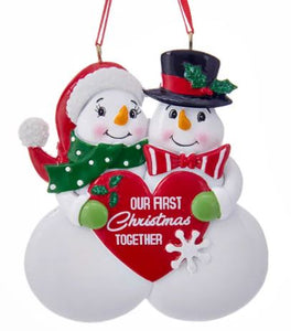 "OUR FIRST CHRISTMAS TOGETHER" SNOWCOUPLE ORNAMENT