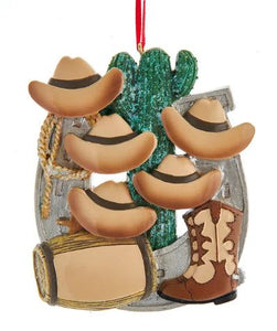 COWBOY FAMILY OF 5 ORNAMENT