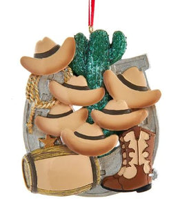 COWBOY FAMILY OF 6 ORNAMENT
