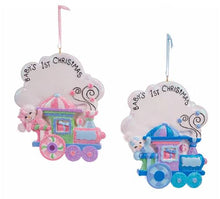 Load image into Gallery viewer, BABY&#39;S 1ST SNOW KID TRAIN ORNAMENT

