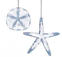 Load image into Gallery viewer, LIGHT BLUE STARFISH OR SAND DOLLAR ORNAMENT
