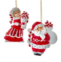 Load image into Gallery viewer, PEPPERMINT MR &amp; MRS CLAUS ORNAMENT

