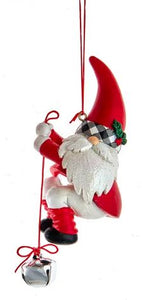 GINGHAM GNOME WITH JINGLE BELL ORNAMENT