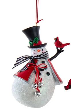 GINGHAM HOLIDAY SNOWMAN ORNAMENT