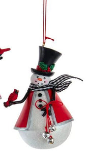 GINGHAM HOLIDAY SNOWMAN ORNAMENT